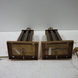 Paire de lampes de table JLB Hollywood Regency en laque noire et laiton doré, 1970s