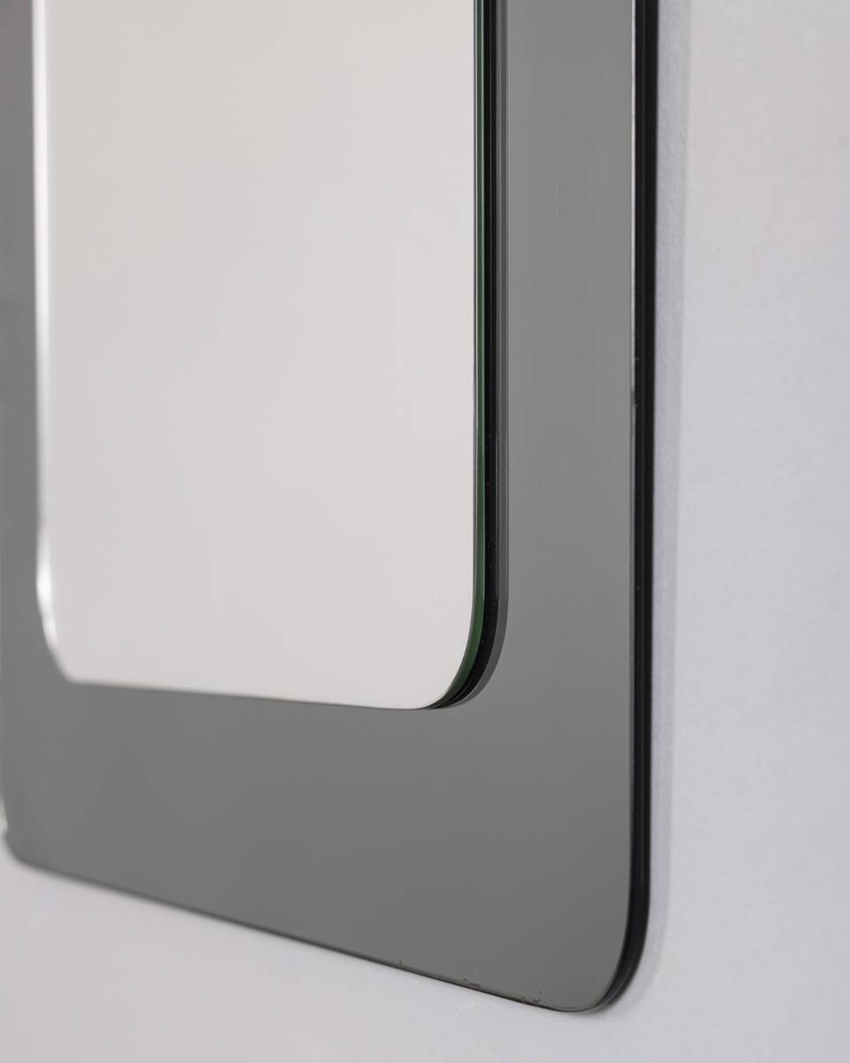 Vintage 1970s Wall Mirror in Smoked Glass, Italian Design