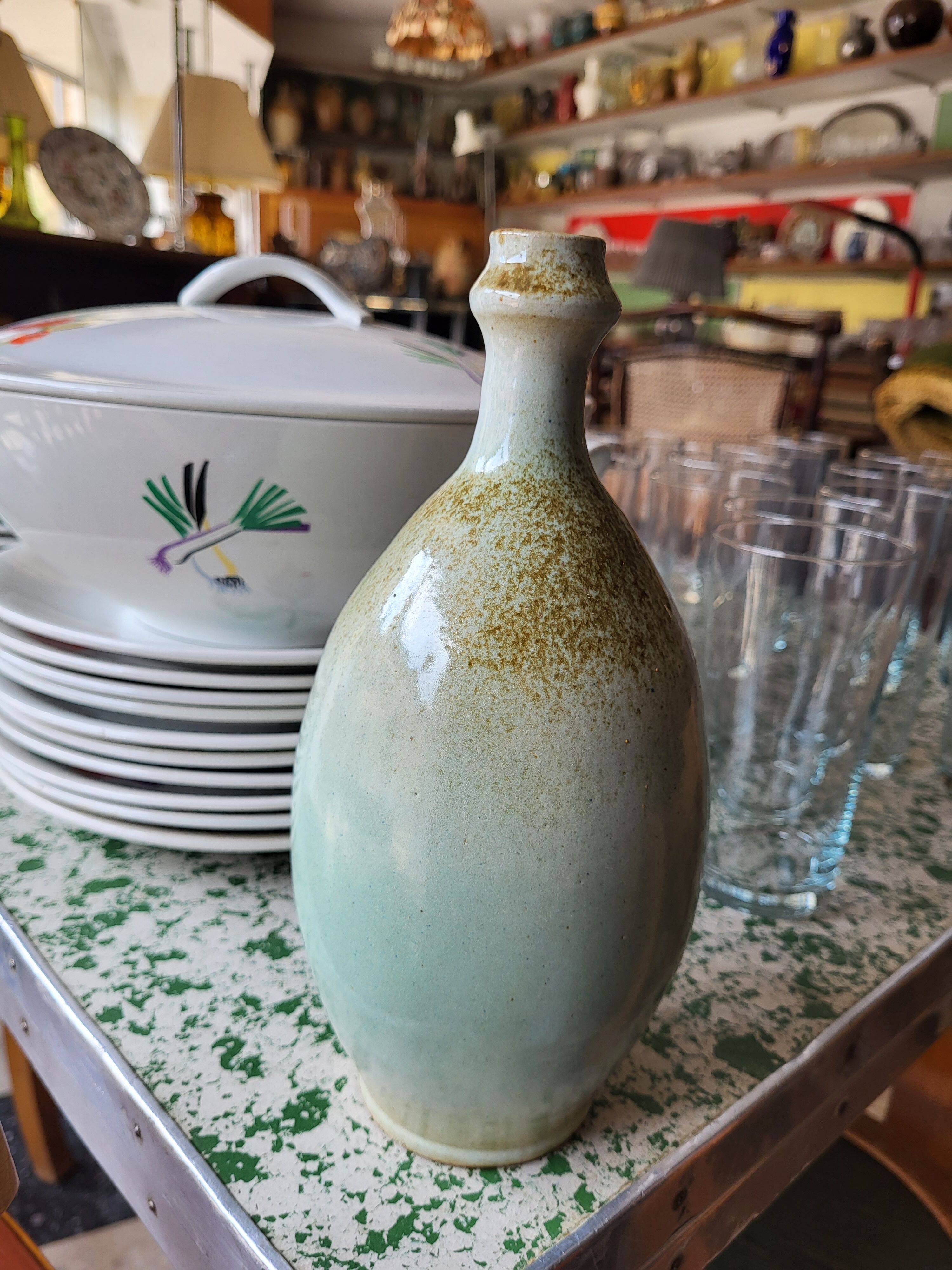 Soliflore stoneware bottle vase