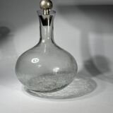 vintage cracked glass carafe with metal stopper