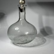 vintage cracked glass carafe with metal stopper