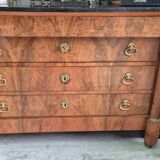 Empire-style chest of drawers with 4 drawers in light walnut, 19th century.