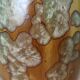 Iridescent crystal-glazed ceramic vase, with two handles, decorative piece.