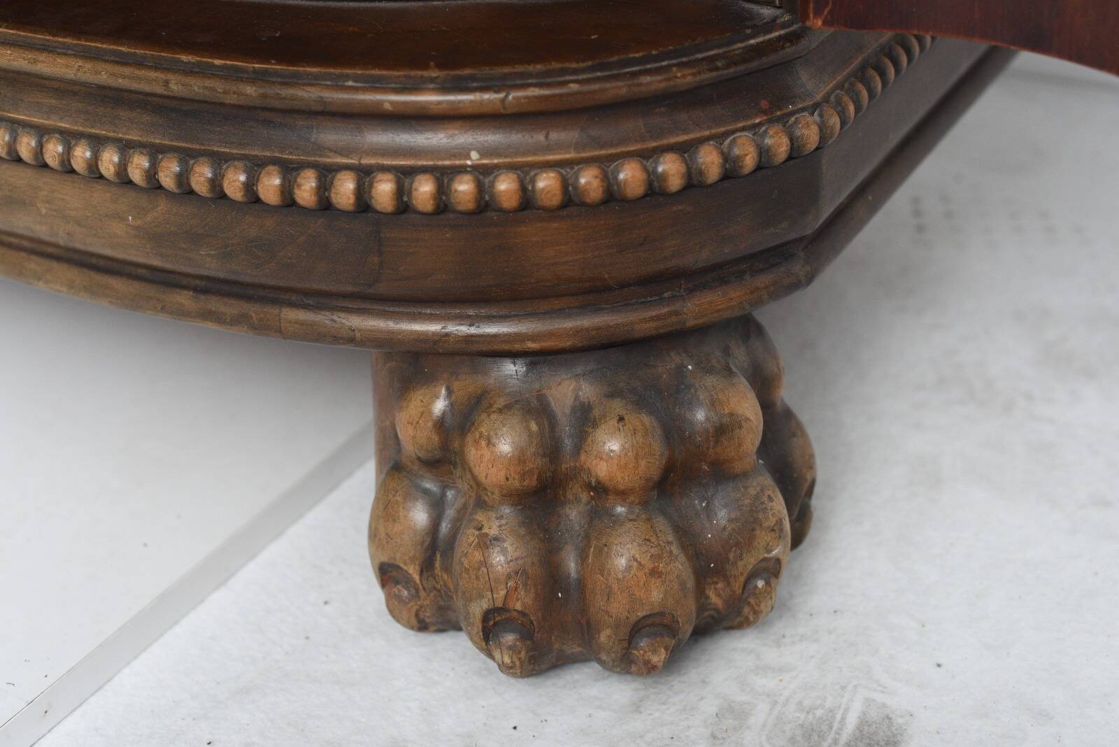 Magnificent Italian Wardrobe in Walnut with Big Lion Feet, 1920s