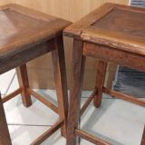 Pair of vintage wooden stools from the reconstruction period from the 40s and 50s