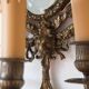 Pair of old French wall lights with beveled mirror and putti