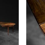 Vintage round folding dining table in rosewood by Agner Christoffersen, Denmark.