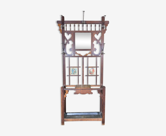 Vestiaire, porte-manteau chêne 1950