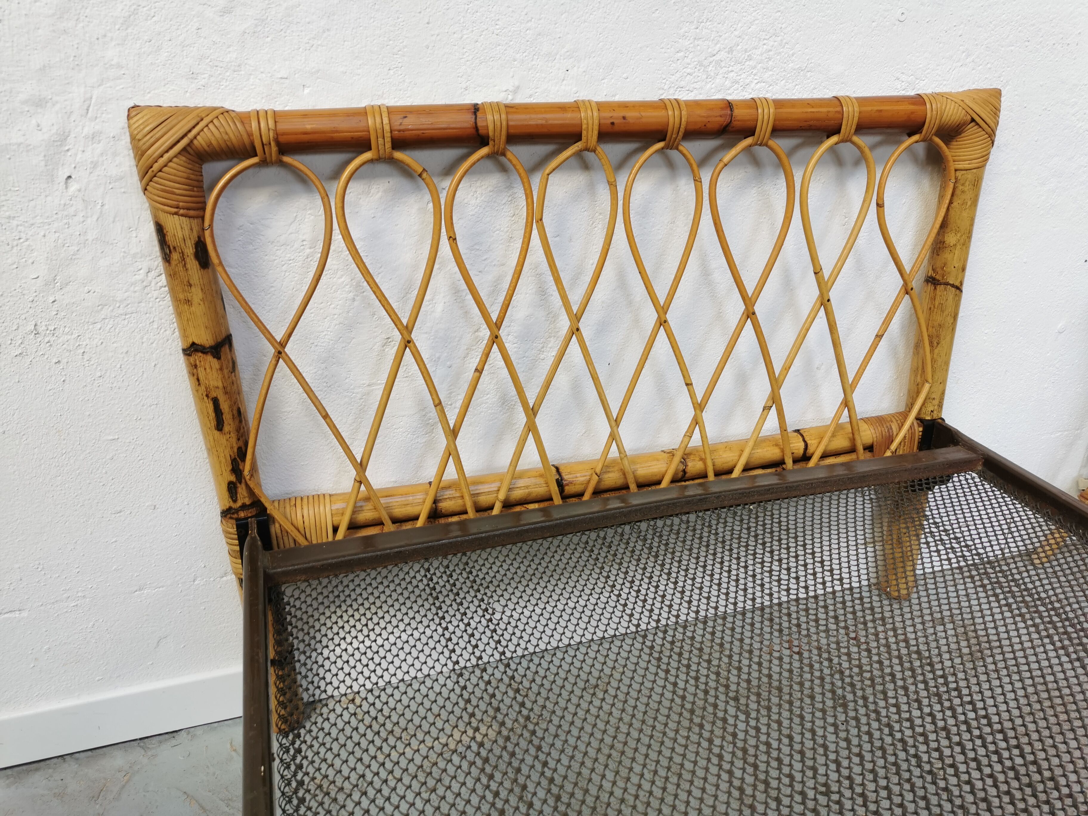 Pair of vintage rattan twin bed
