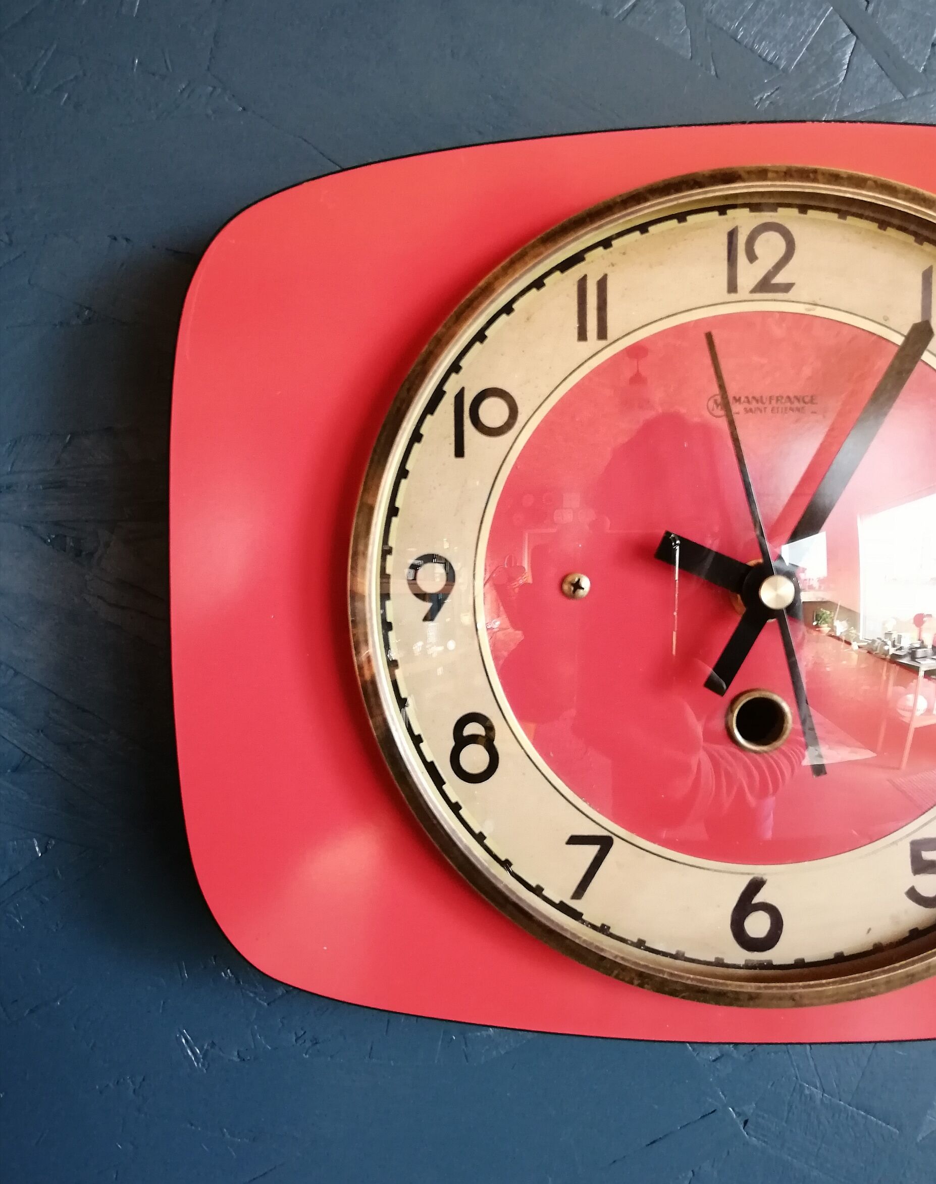 Vintage clock, "Manufrance Rouge" wall clock