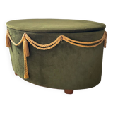 Green velvet chest pouf from the 70s