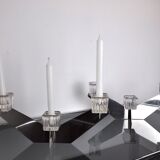 Pair of Peill & Putzler candlesticks, glass and metal, Germany, 1970