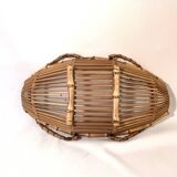 Vintage bamboo rattan wicker basket 1960s country chic