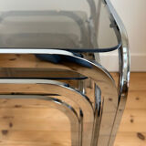 Set of 3 Roche Bobois nesting tables in smoked glass