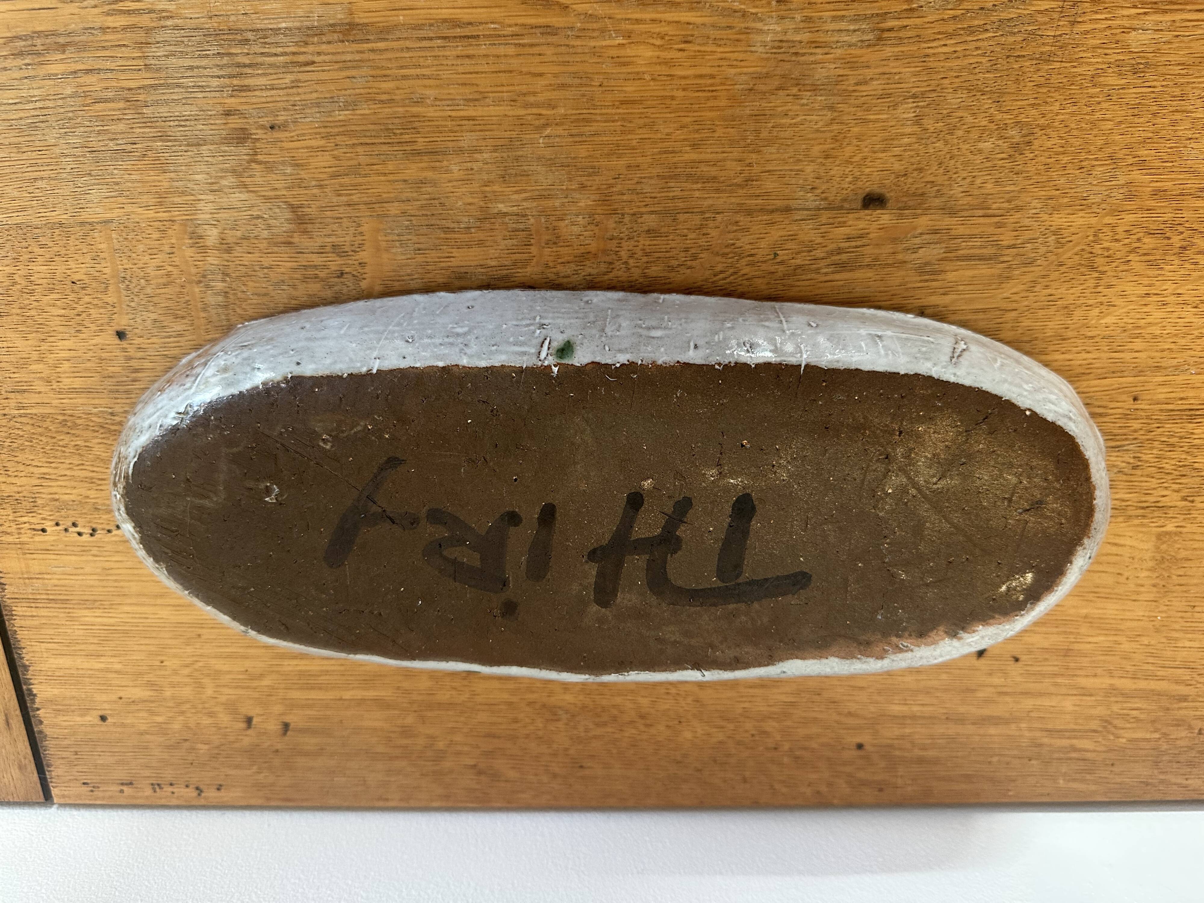 Unique ceramic plate with fish decoration - signed Albert Thiry