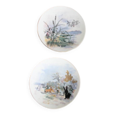 Assiettes anciennes Luneville en porcelaine française à motif de scène buccolique