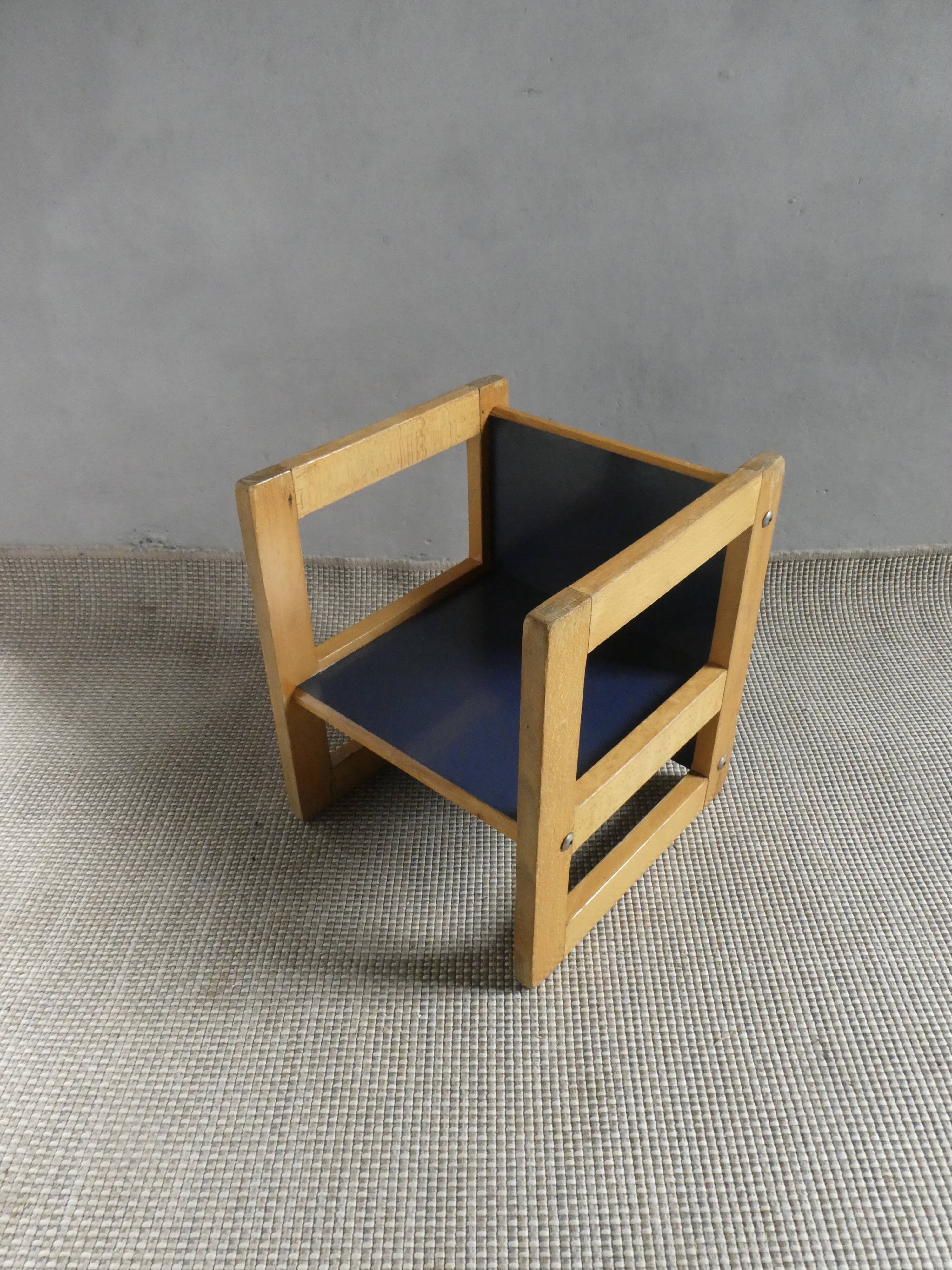 3-position children's armchair, wooden, 1980s