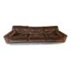 Vintage 3-seater canapé in brushed steel and brown velvet.