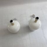 White Swirl Murano Glass Table Lamps 1970s Hollywood Regency Minimalism bed