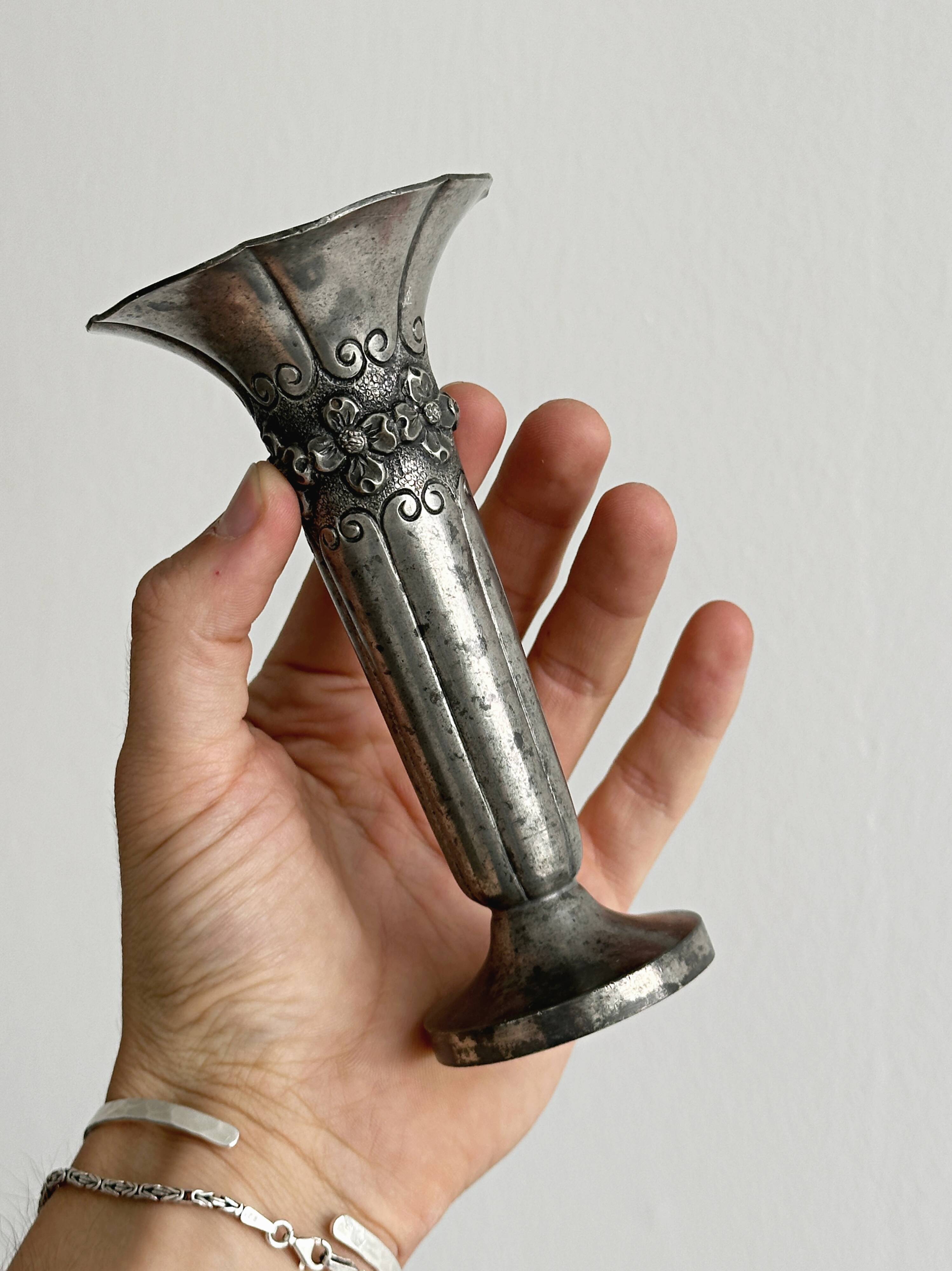 Patinated metal vase