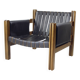 Lot de 2 chaises longues en cuir marron et noyer par Ton, Tchécoslovaquie