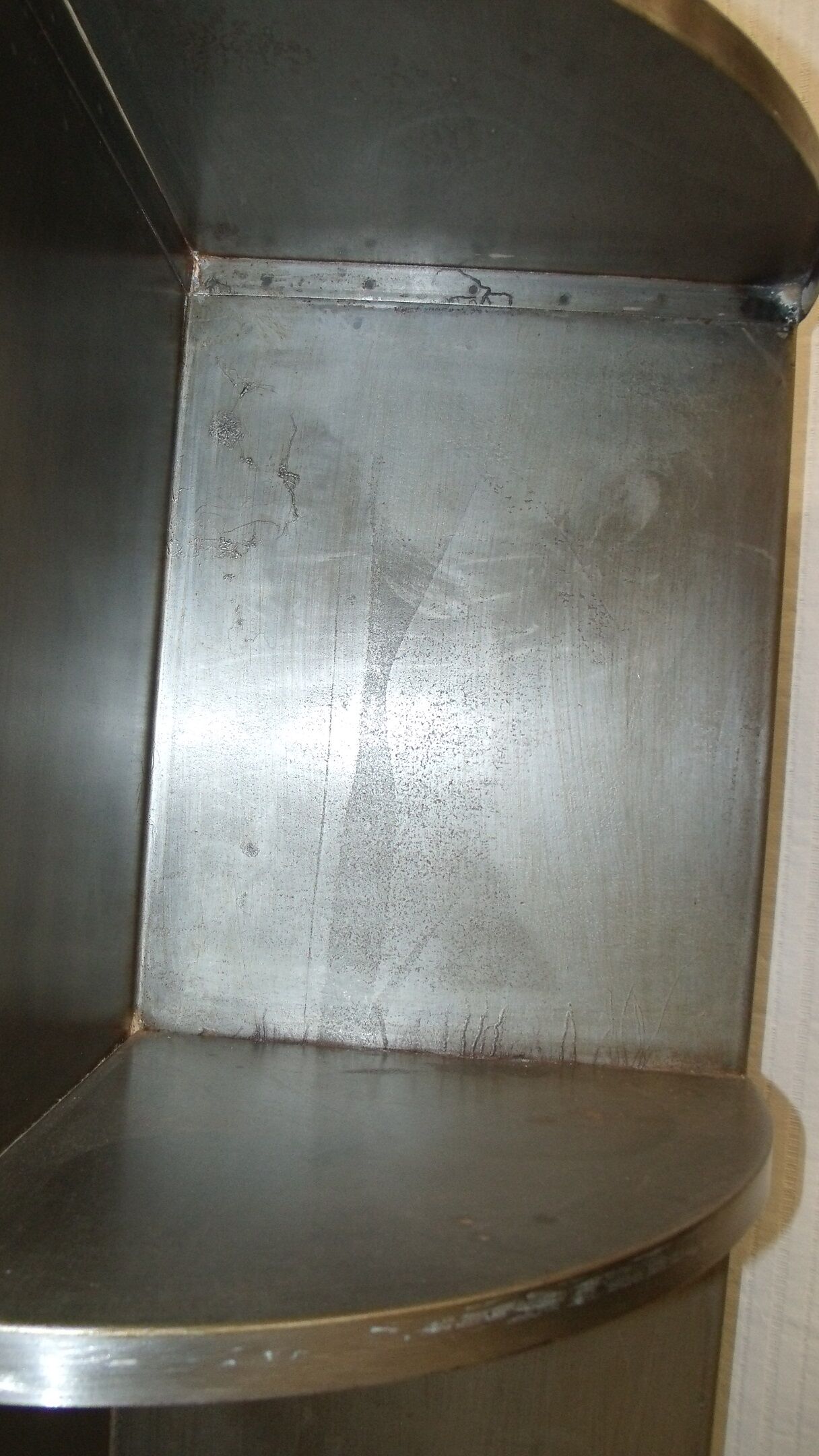 Industrial metal corner shelf