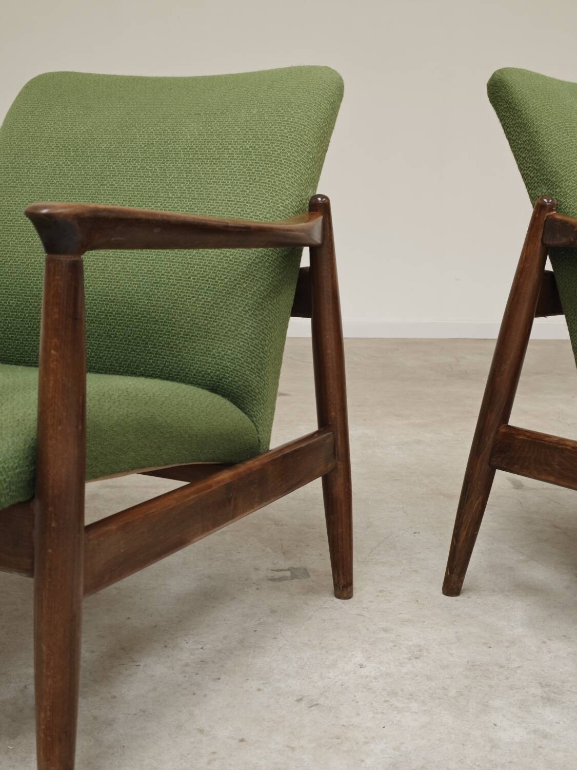 Pair of green GMF 64 armchairs by
Edmund Homa, Poland, 1960s