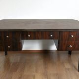 Un grand bureau en palissandre style Art Déco 5 tiroirs et motifs