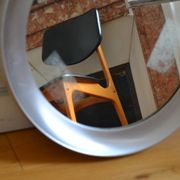 miroir rond 1970 cadre métal inox brossé 43 cm