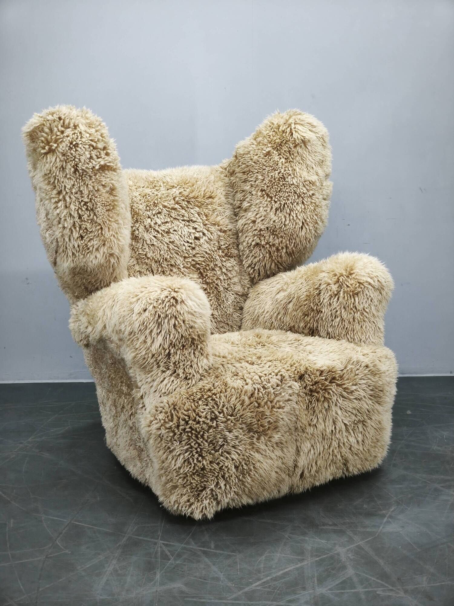 1930s Art Deco Wingback Armchair in Honey Skandilock Sheepskin