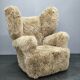 1930s Art Deco Wingback Armchair in Honey Skandilock Sheepskin