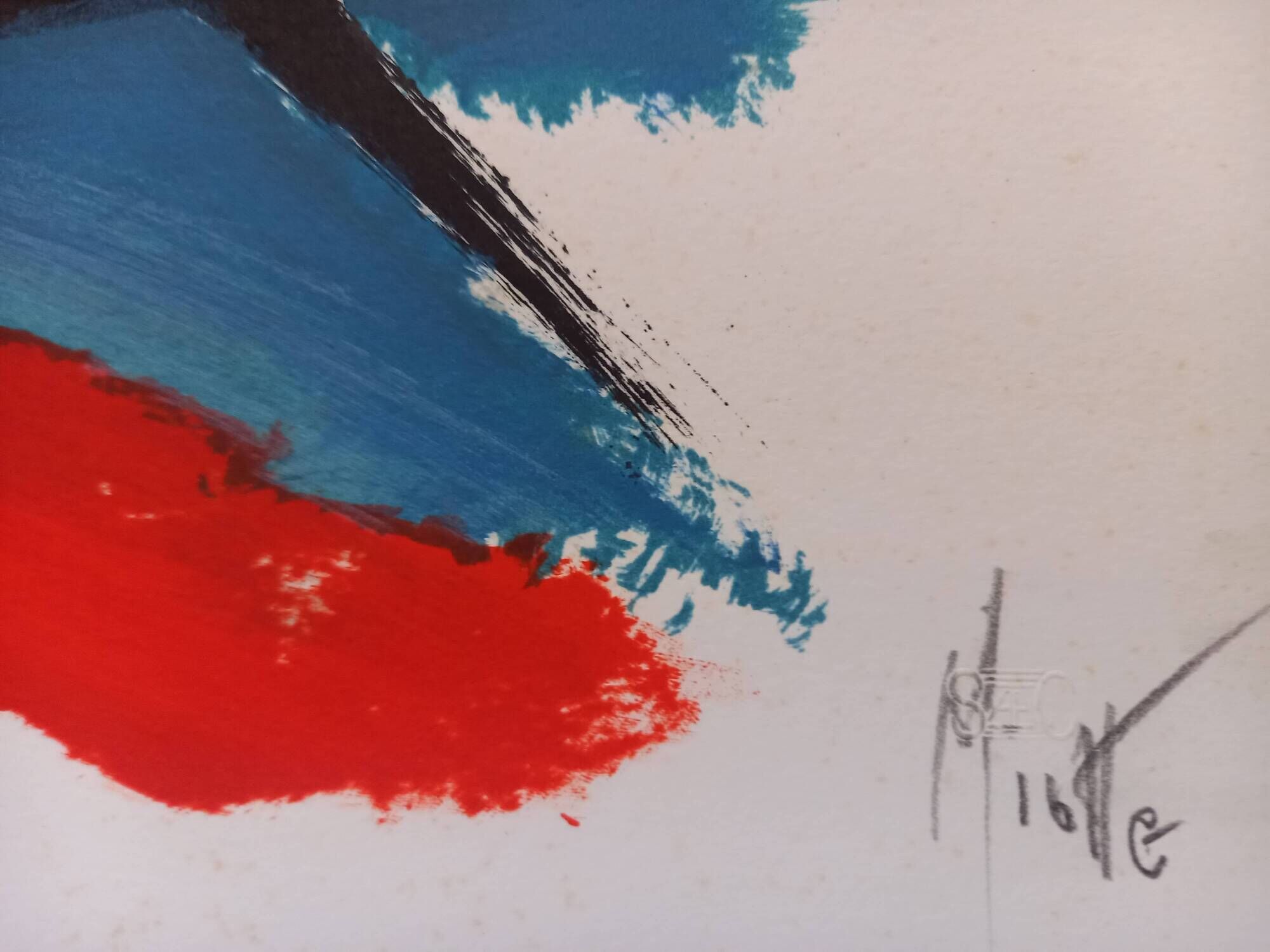 Original lithograph by Jean Miotte, abstract composition, in colors, signed by the artist