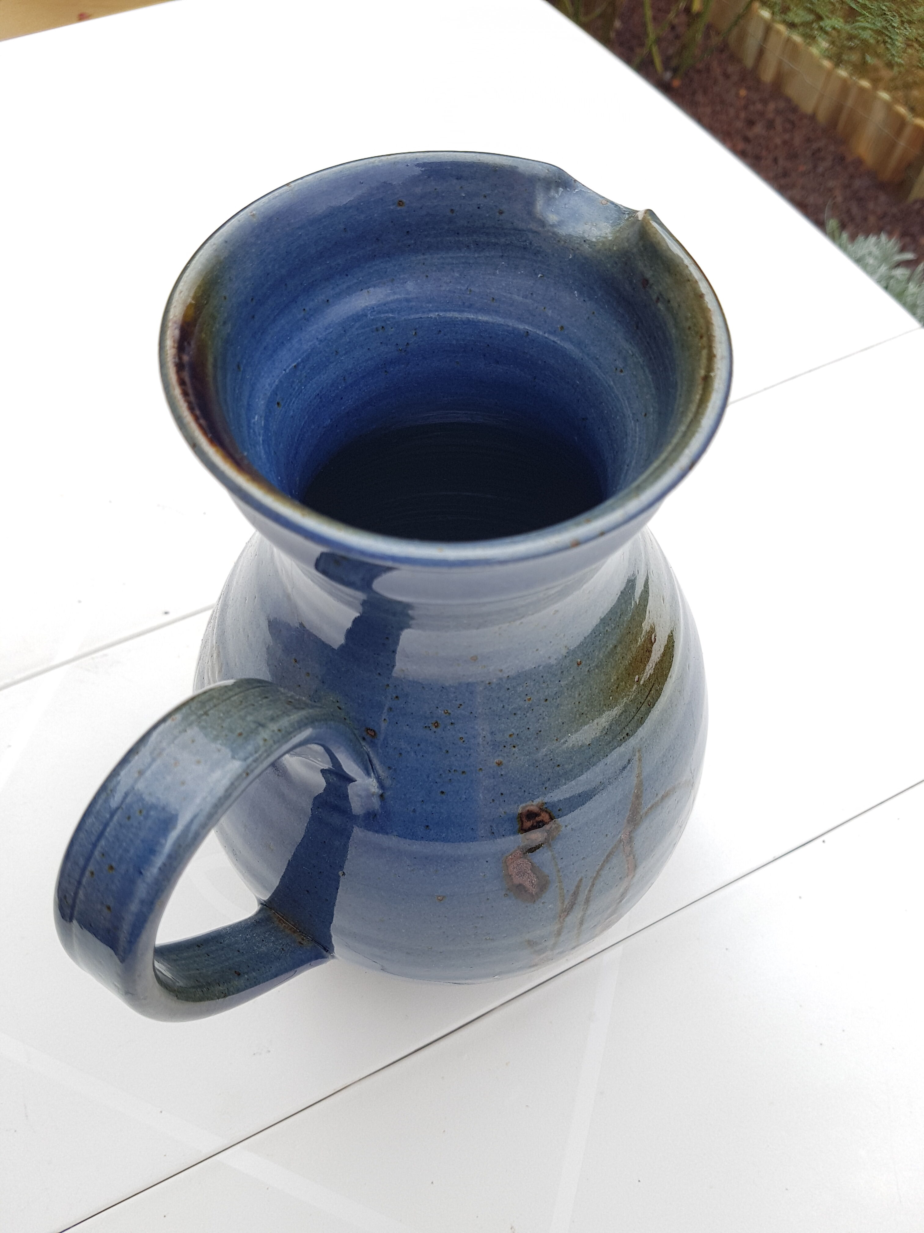 Enamel sandstone carafe signed 1980s