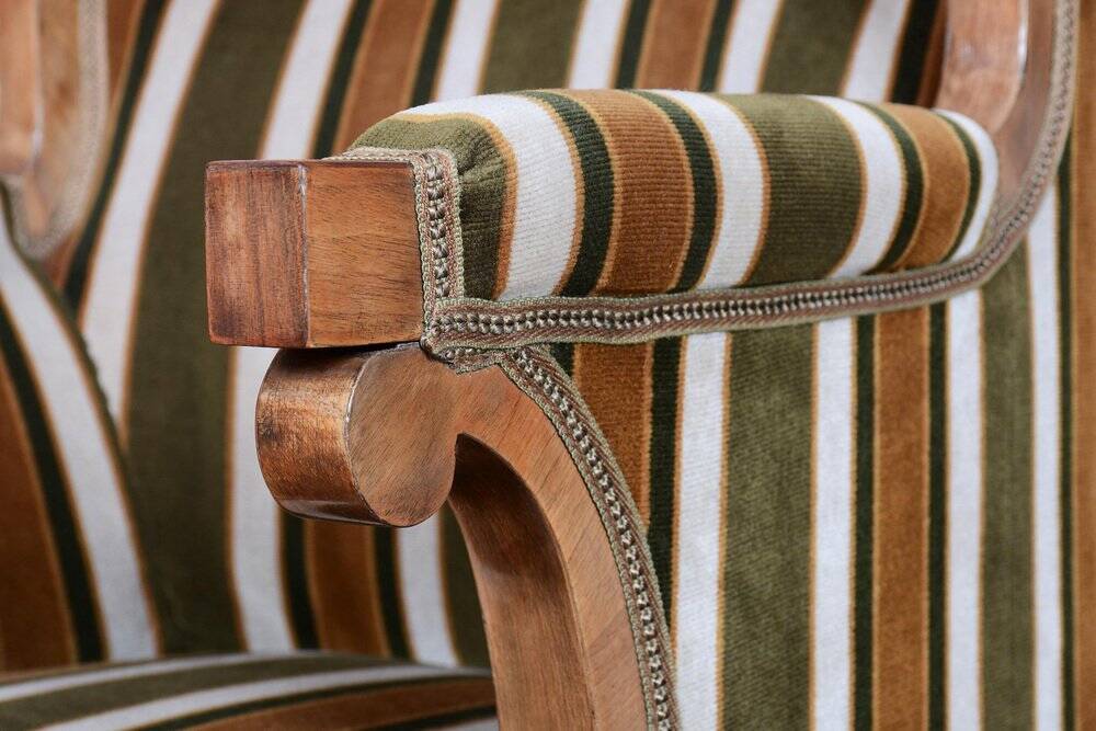 Biedermeier Seating Set in Walnut, 1830s, Set of 3