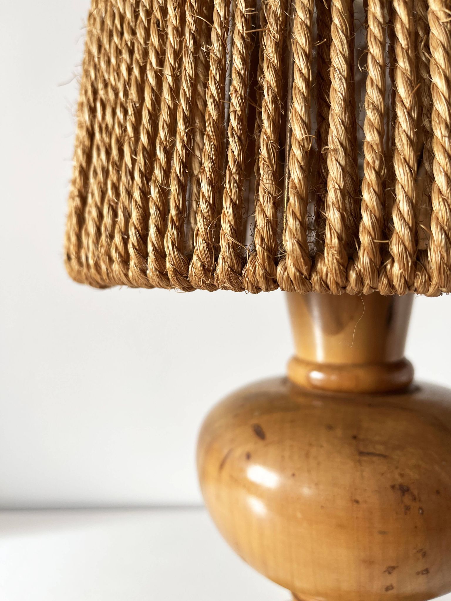 Vintage 1960 turned wood elm lamp