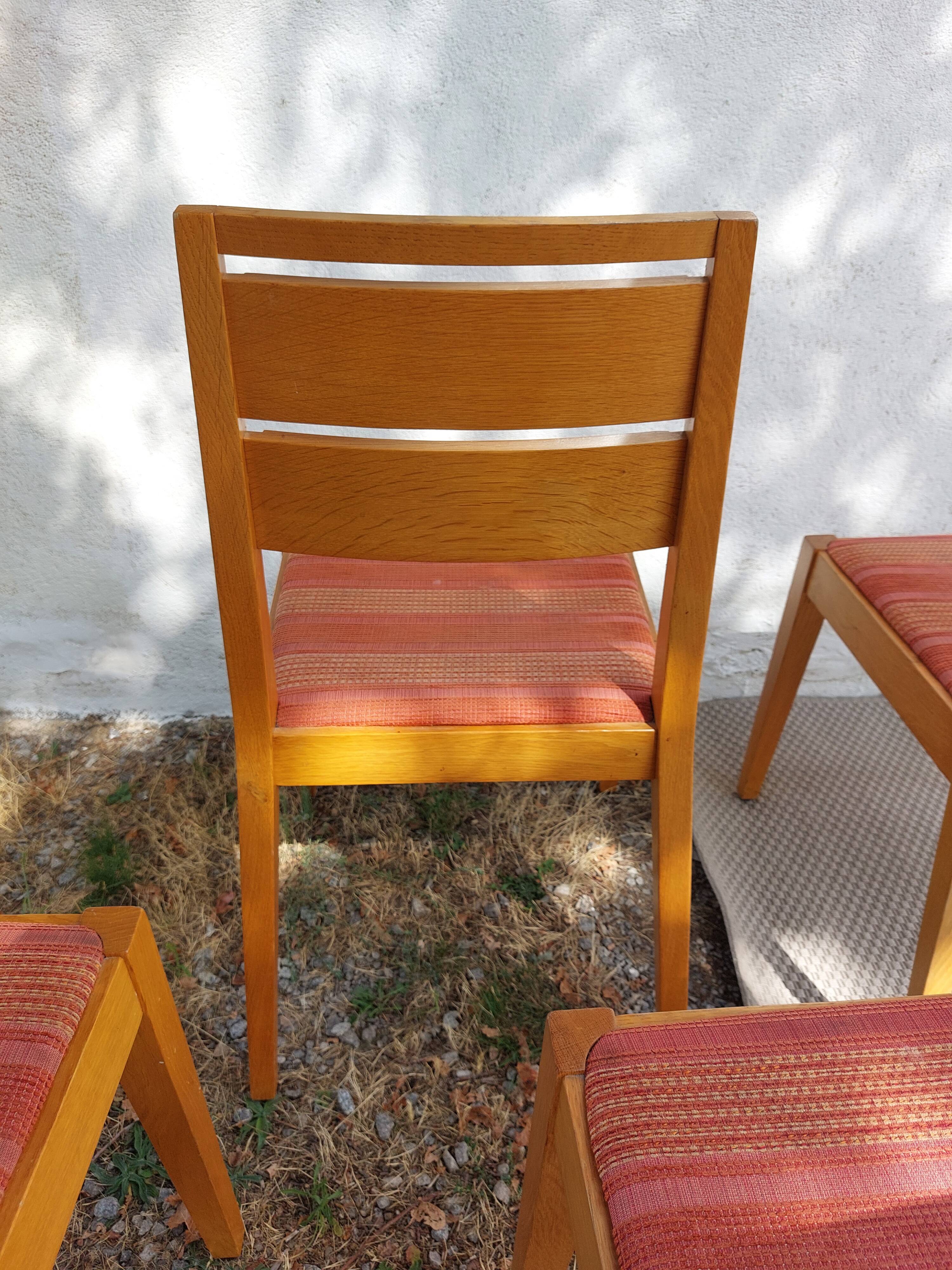 4 cosy chairs, solid wood and fabric