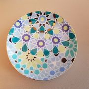 Teapot geometric decoration blue golden green