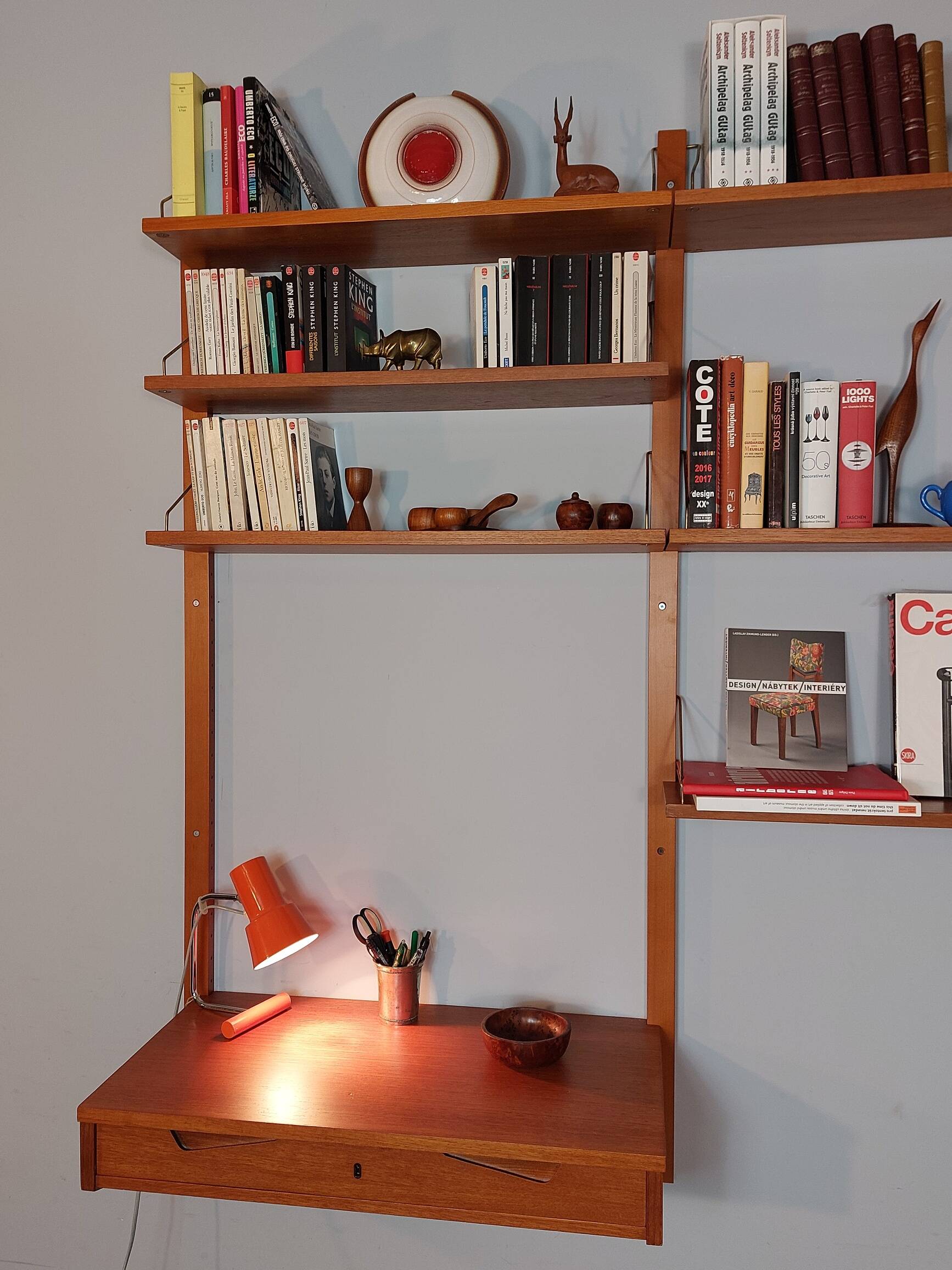 Rival Scandinavian shelves & wall secretary by Kjell Riise, 1960s