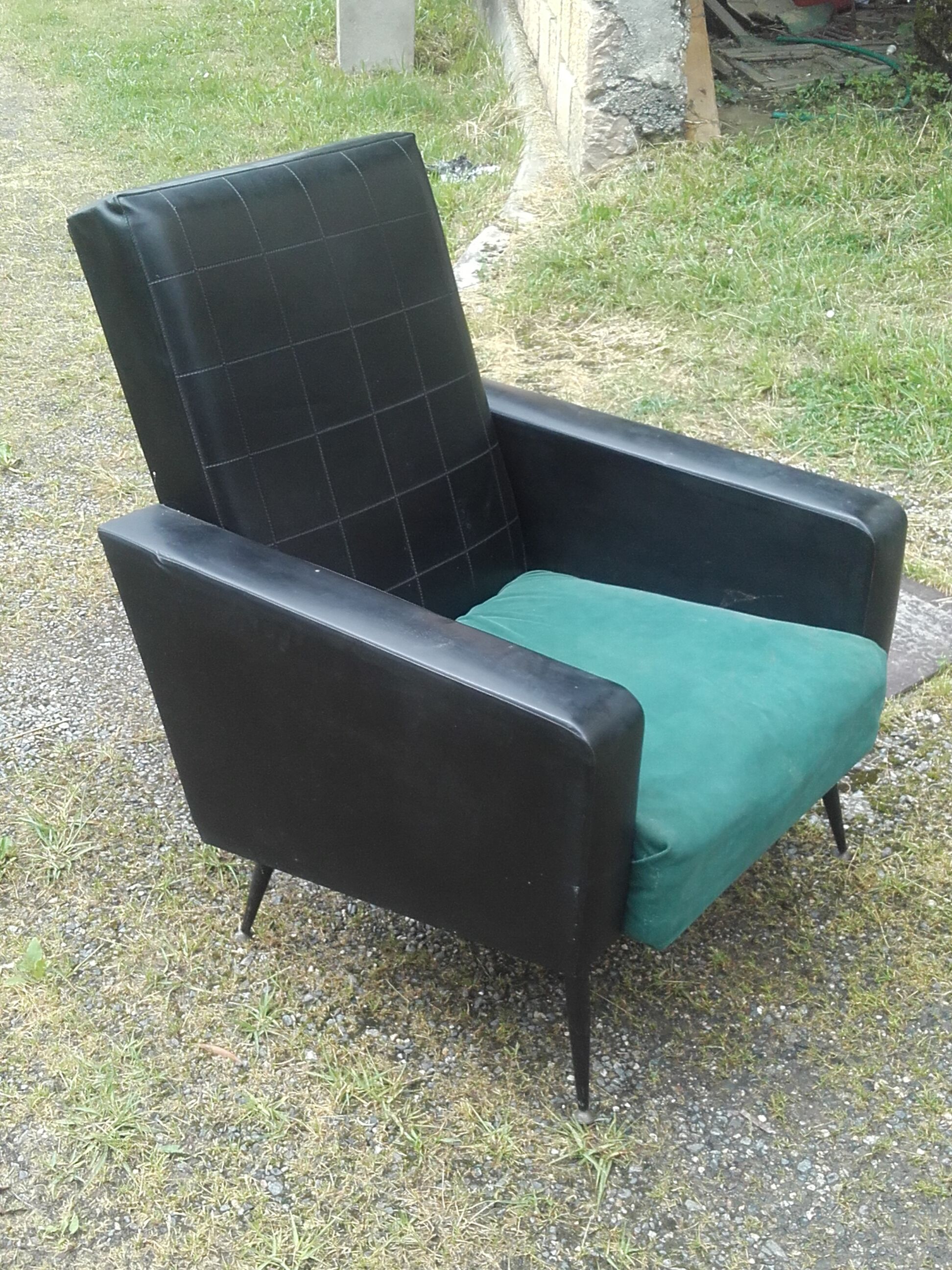 Green and black skai chair 60s