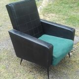 Fauteuil skai vert et noir années 60