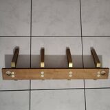 Scandinavian design coat hook in teak and gold aluminum