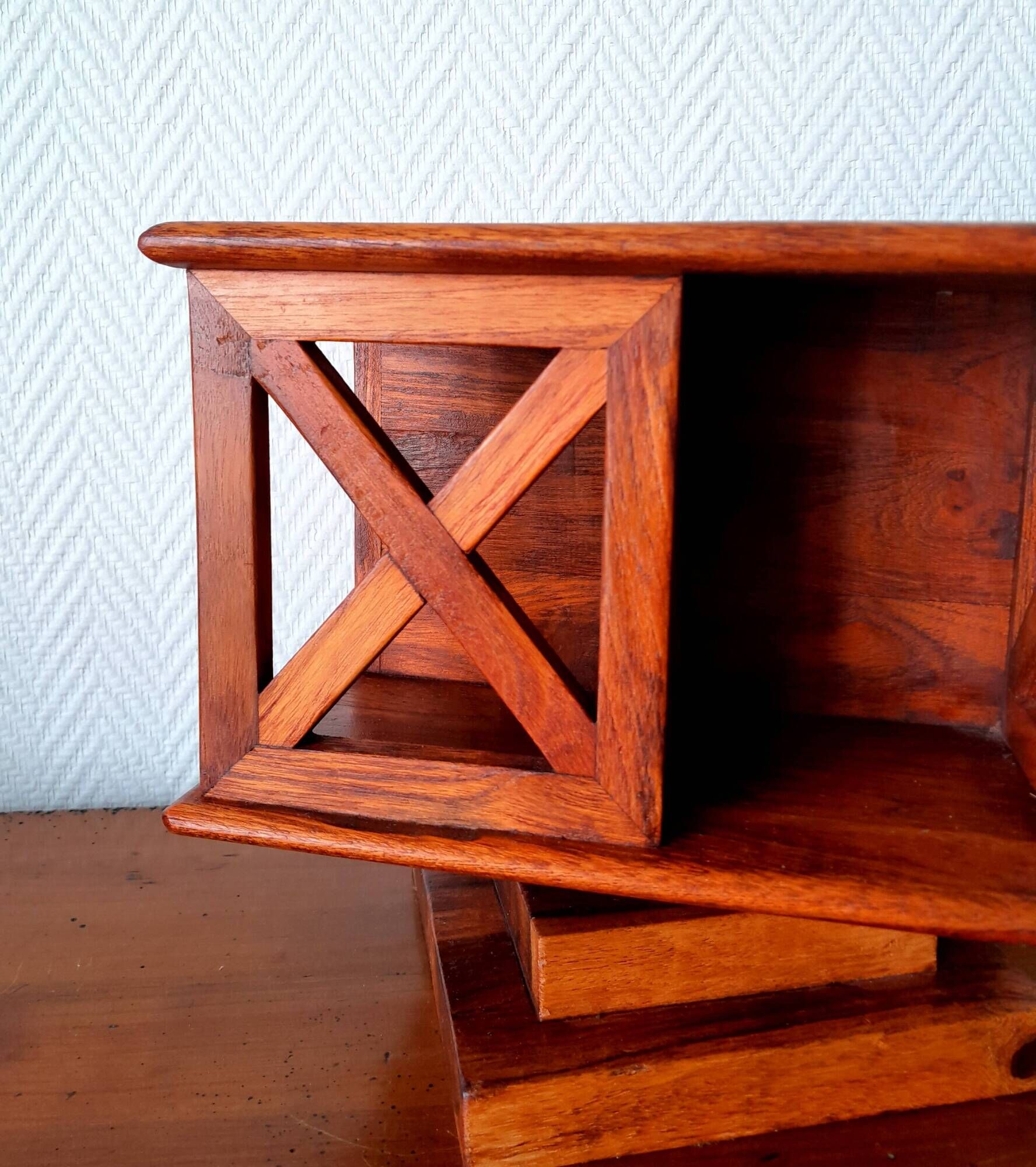 Small vintage teak revolving bookcase