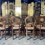Suite of 8 Louis Philippe straw chairs
