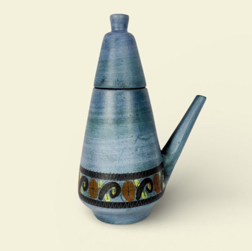 Grande cafetière à glaçure bleue mate, par Jean de Lespinasse, années 1950/1960
