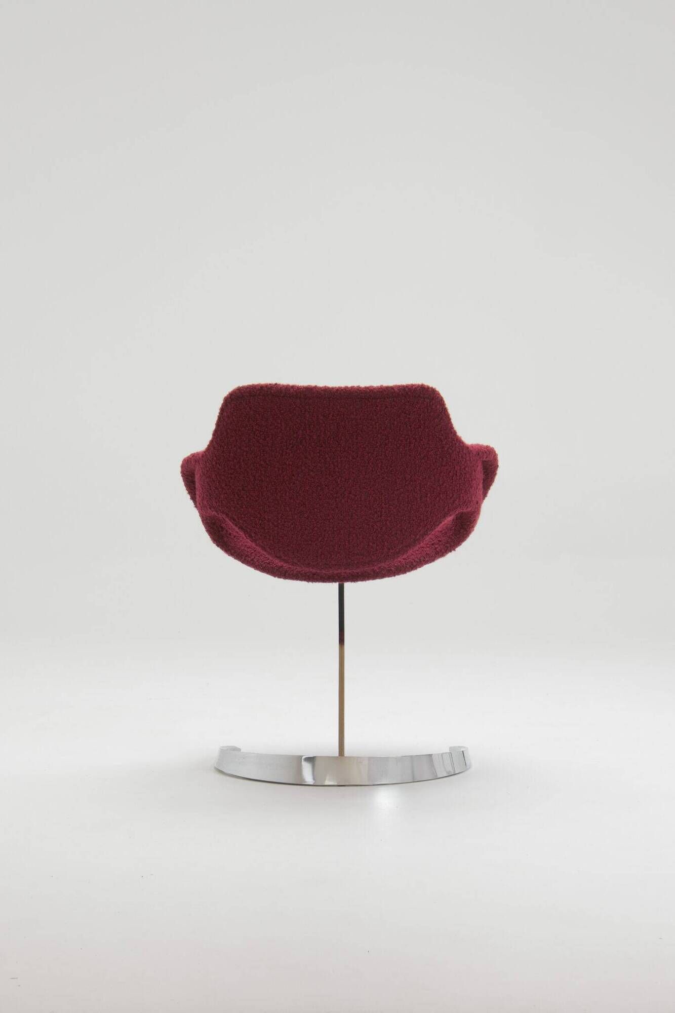 Ensemble de salle à manger sculptural "Scimitar" en bouclé bordeaux - Boris Tabacoff