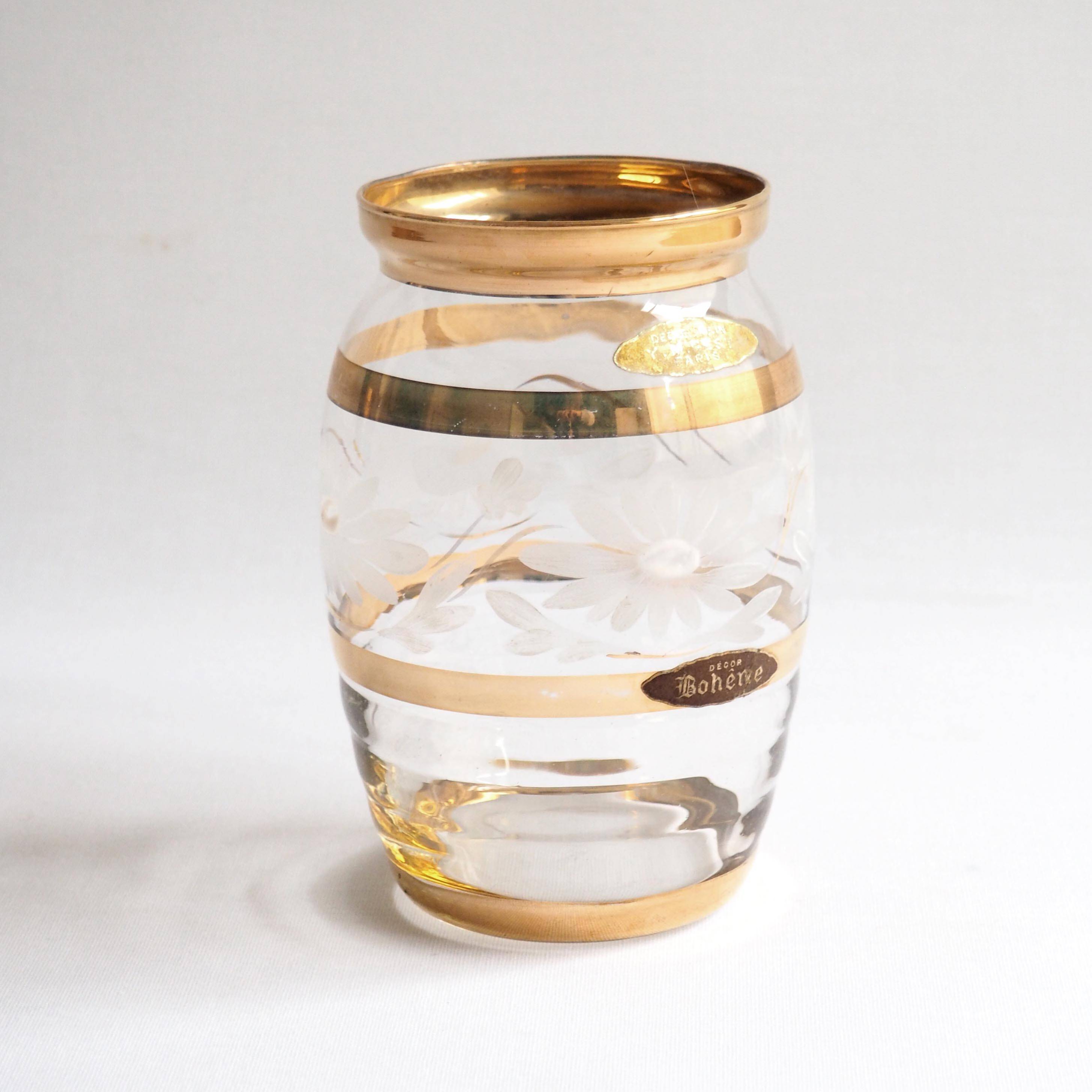 Bohemian glass and gold vase