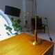 Mid-century modern table lamp in brass and walnut, rare by Einar Bäckström, Sweden.
