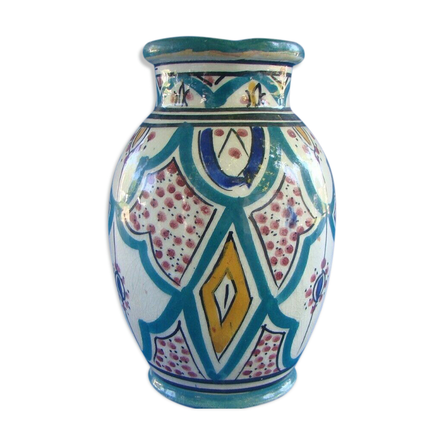 Iced and cracked ceramic vase