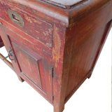 Bureau ancien rouge vieux teck piece et patine d'origine inde 137x52x77cm