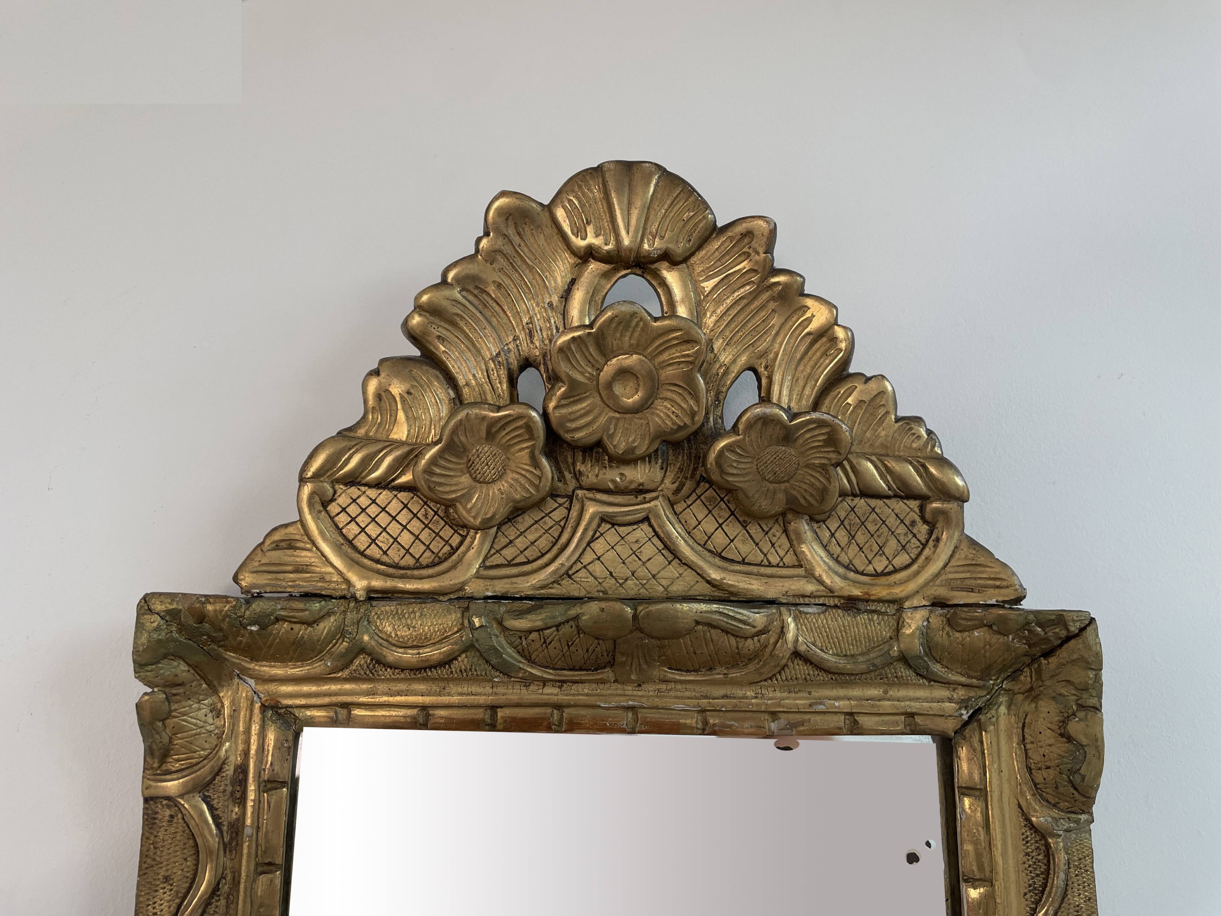 18th century mirror, Louis XVI period, gilded carved wood